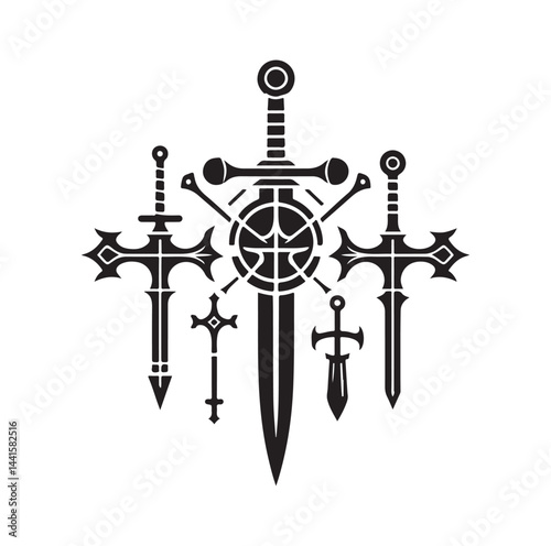 medieval weapon silhouette vector illustration
