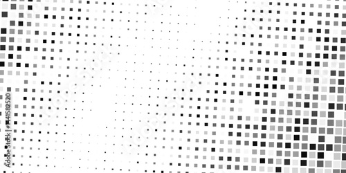 Grunge halftone gradient background. Faded grit noise texture. White and black sand wallpaper. Retro pixelated backdrop abstract modern simple art
