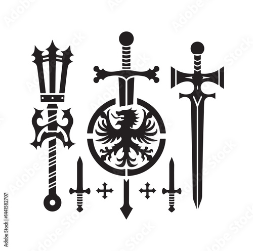 medieval weapon silhouette vector illustration