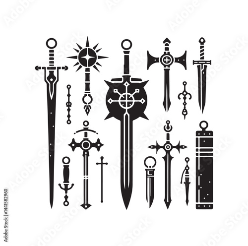 medieval weapon silhouette vector illustration