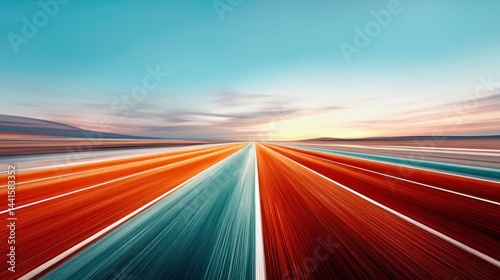 A digitally crafted piece showcasing a vibrant road, streaks of color, and the beauty of travel.
