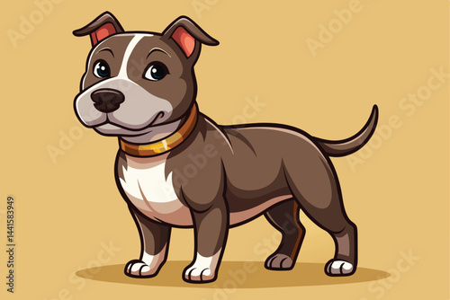 A cartoon-style dog with a cheerful expression poses confidently against a simple light background, showcasing its unique features and charm.