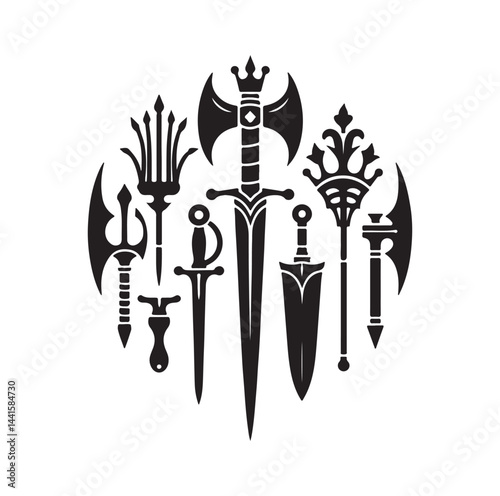 medieval weapon silhouette vector illustration