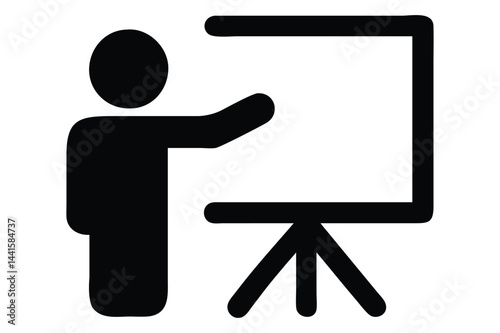 Training Icon with Presenter and Flip Chart - Education Vector Graphic 