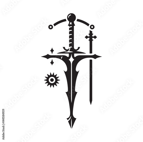medieval weapon silhouette vector illustration