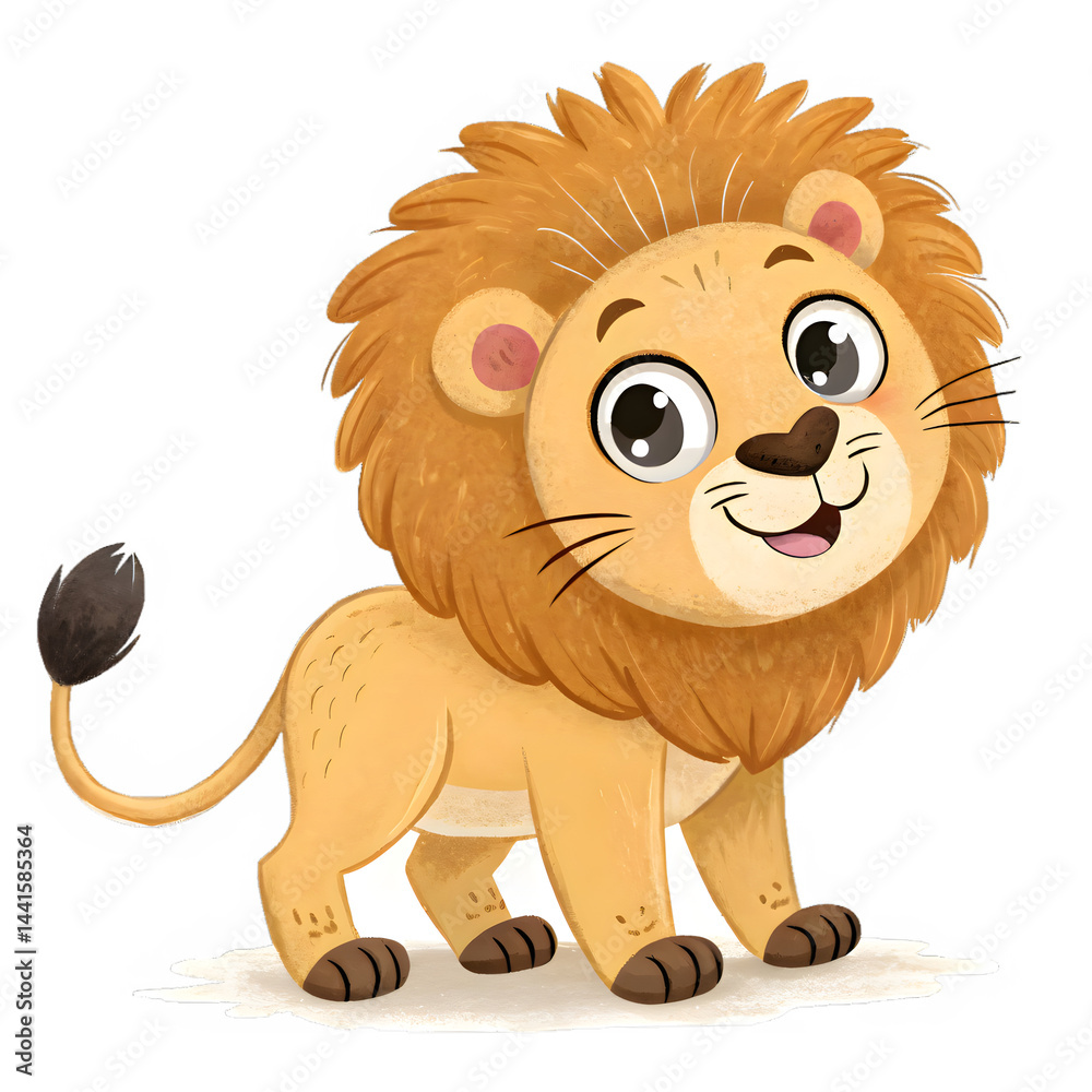 Obraz premium Cute cartoon lion illustration for kids books and animal themed designs and graphics for children's projects