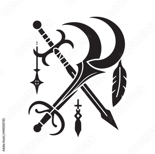 medieval weapon silhouette vector illustration
