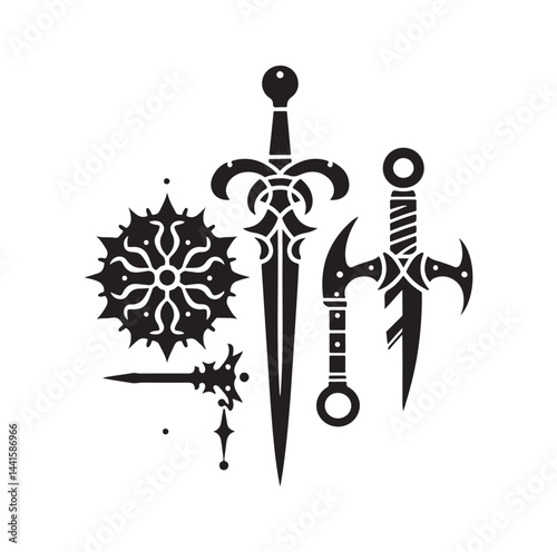 medieval weapon silhouette vector illustration