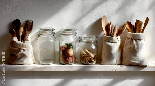 Obraz na płótnie Zero Waste Pantry Corner with Labeled Glass Jars w salonie