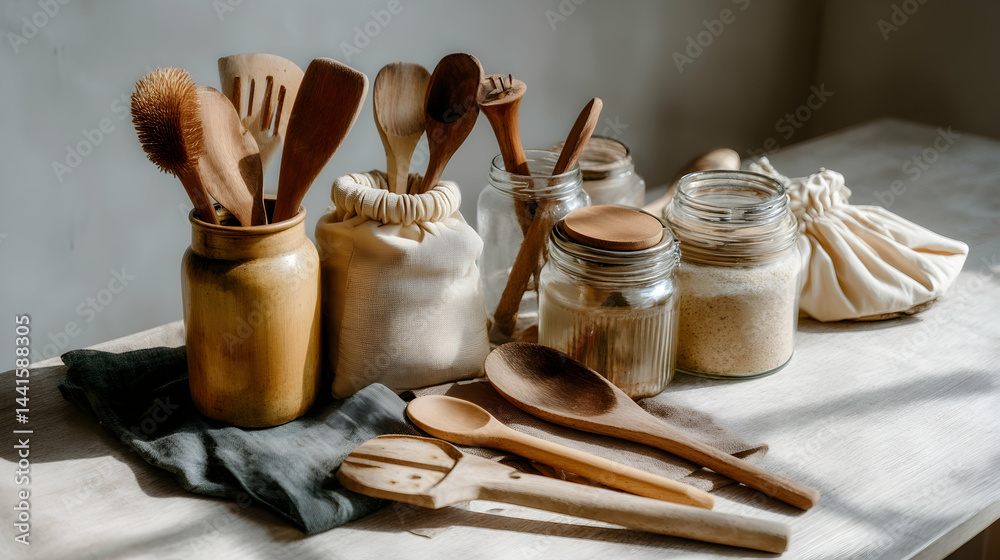 Sustainable Kitchen Organization Featuring Glass Storage Jars
