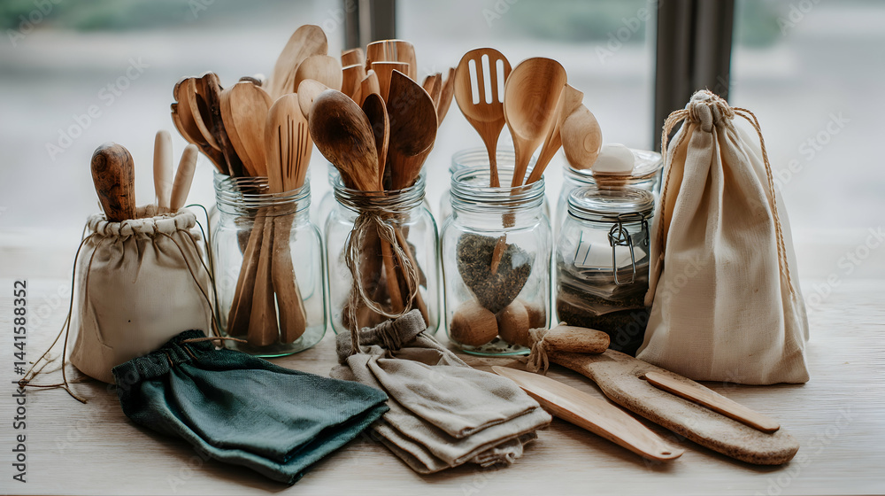 Zero Waste Lifestyle in a Minimalist Kitchen with Glass Containers