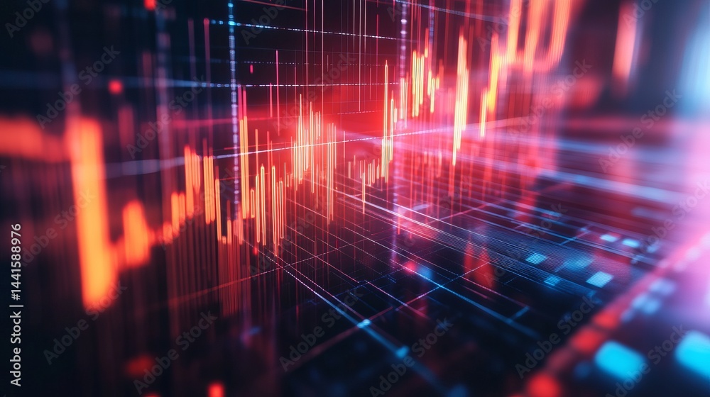 Abstract red and blue digital data flow visualization background wave grid cyber space lines light Abstract red and blue digital data flow visualization background wave grid cyber space lines light