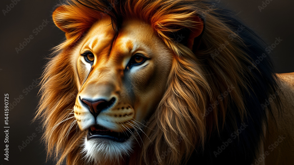 Naklejka premium a lion, domineering look, confidence, perfect hair and mane