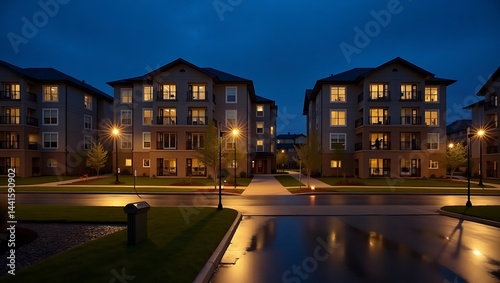 City buildings nighttime illuminated