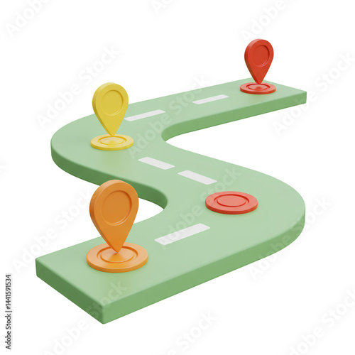 green roadmap journey 3d icon