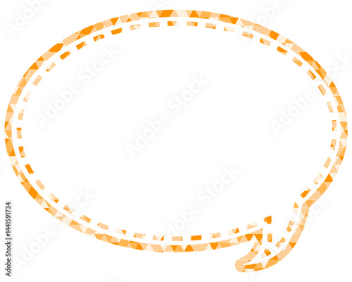 ステンドグラス風吹き出し　三角形模様　丸形