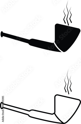 Tobacco pipes icon set. Cigarette vector logo design Smoking Pipe silhouette collection isolated on transparent background Vintage old fashion addiction tool cigarette usually smoked by elderly people