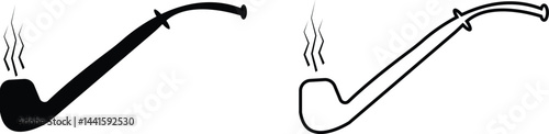 Tobacco pipes icon set. Cigarette vector logo design Smoking Pipe silhouette collection isolated on transparent background Vintage old fashion addiction tool cigarette usually smoked by elderly people