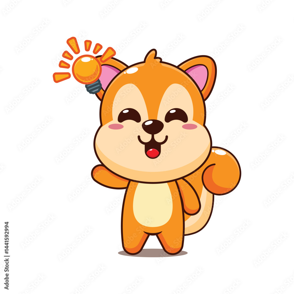 Cute squirrel cartoon vector illustration get an idea Cute squirrel cartoon vector illustration get an idea