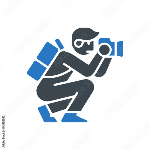 Photographer Crouching Position Icon