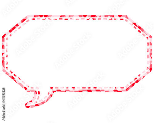 ステンドグラス風吹き出し　三角形模様　細長い八角形