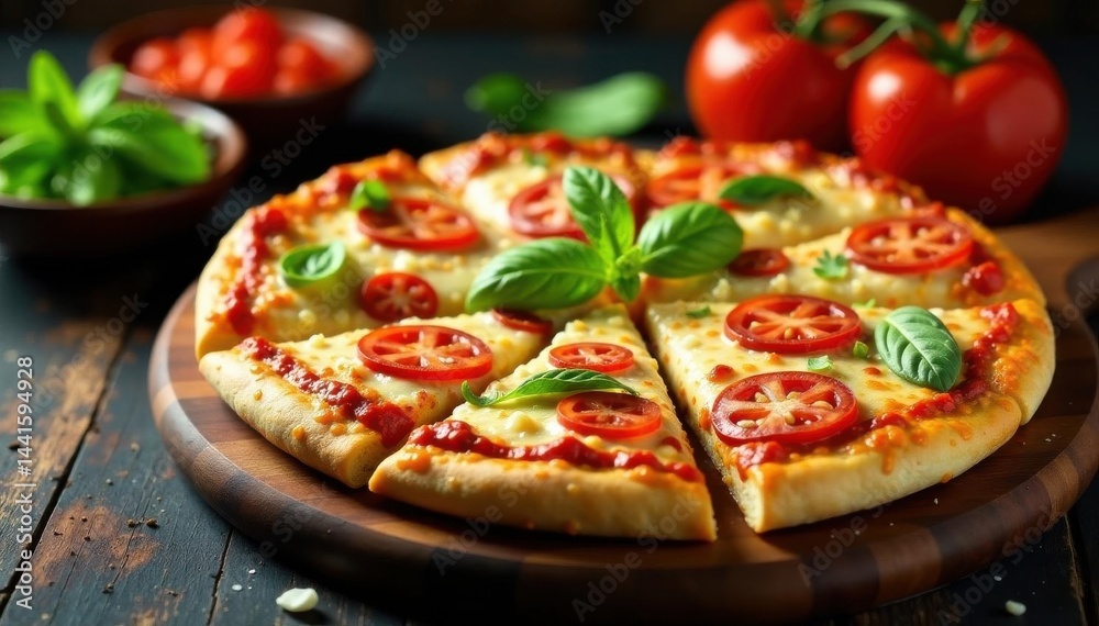 Variety of pizza toppings neatly sliced on cutting board, diet, image Variety of pizza toppings neatly sliced on cutting board, diet, image