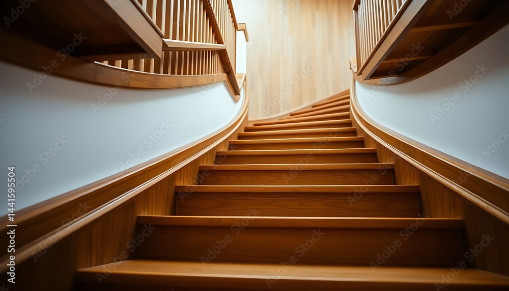 Obraz premium set of wooden stairs leading up to a second floor