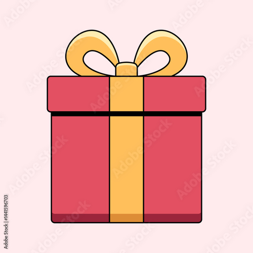 A captivating red gift box, elegantly adorned with a golden ribbon and bow, signifies the spirit of giving, perfect for holiday or any special celebration.