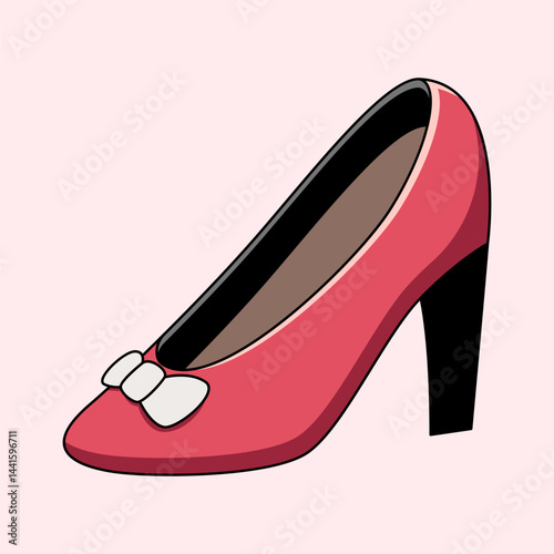 A charming, meticulously designed illustration of a vibrant, high-heeled shoe, showcasing classic elegance and playful style against a soft, pastel background.