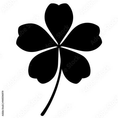Four-Leaf Clover Silhouette on White Background