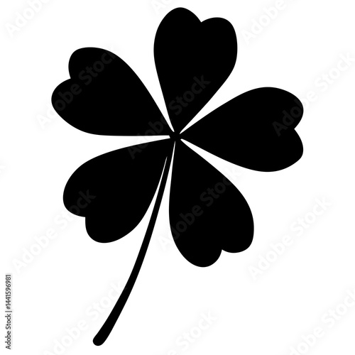 Four-Leaf Clover Silhouette on White Background