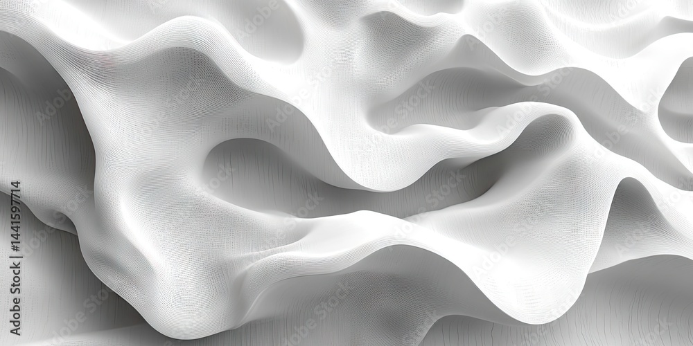 Fototapeta premium Abstract white fabric folds in dynamic movement.