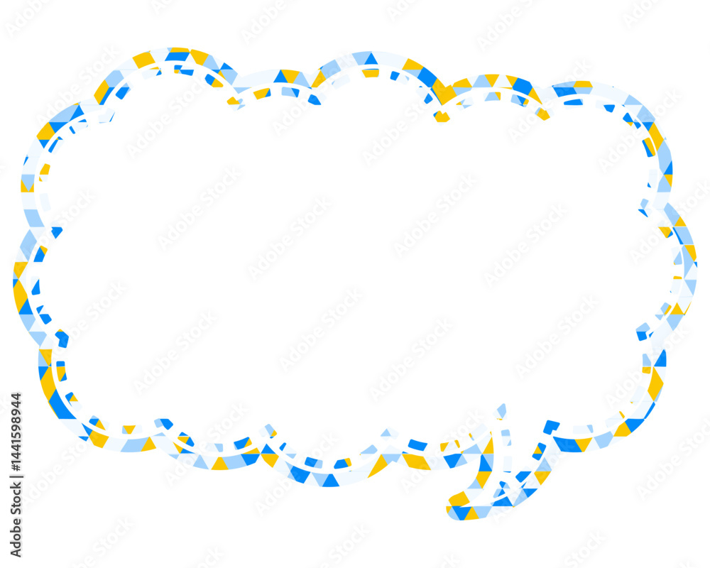 Fototapeta premium ステンドグラス風吹き出し 三角形模様 細長い雲形