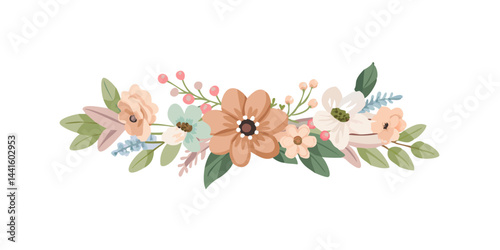 Pastel floral arrangement with soft leaves