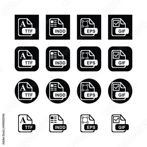 Vector File Format Icons Collection Featuring Ttf Indd Eps And Gif For Various Design Software