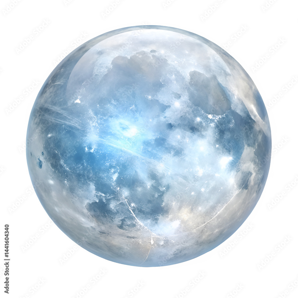 Side view of a round moonstone, showcasing its luminous layers and soft, iridescent glow Side view of a round moonstone, showcasing its luminous layers and soft, iridescent glow