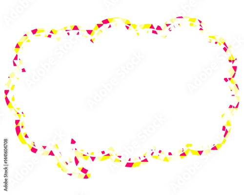 ステンドグラス風吹き出し　三角形模様　細長い雲形