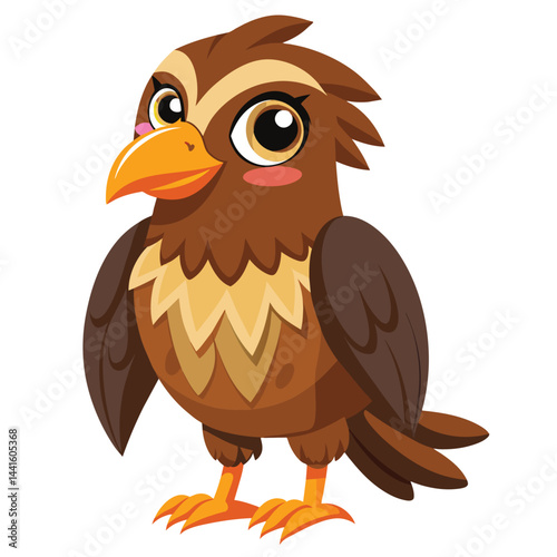 This charming cartoon bird with a bright orange beak and distinctive feather pattern captures a joyful essence, perfect for children's themes and creative projects.