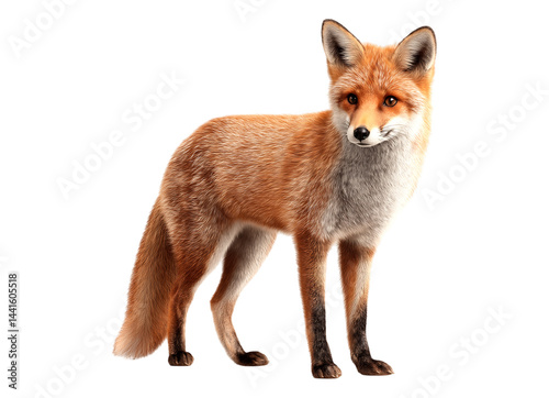 red fox vulpes standing on transparent background