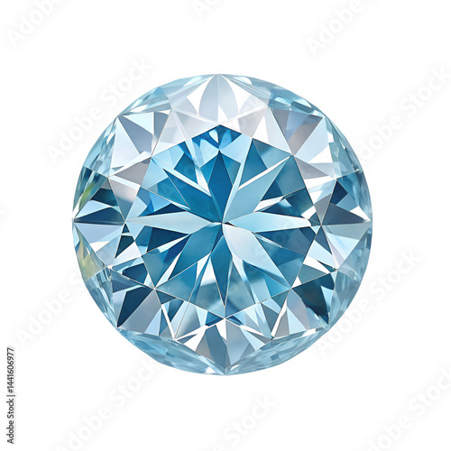 A frontal centered view of a zircon with pale blue tones and brilliant clarity
