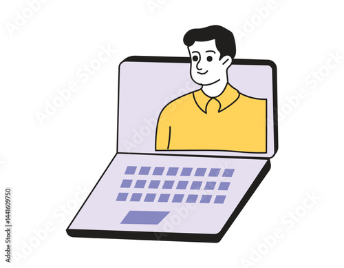 Man on a laptop screen during a video conference