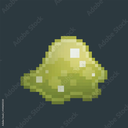 green slime jelly in pixel art style with isolated background