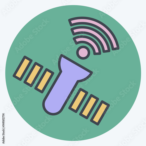 Icon Satellite. related to Wifi symbol. color mate style. design editable