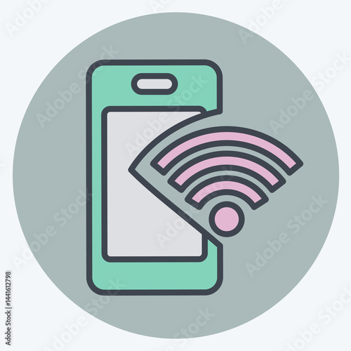 Icon Phone. related to Wifi symbol. color mate style. design editable