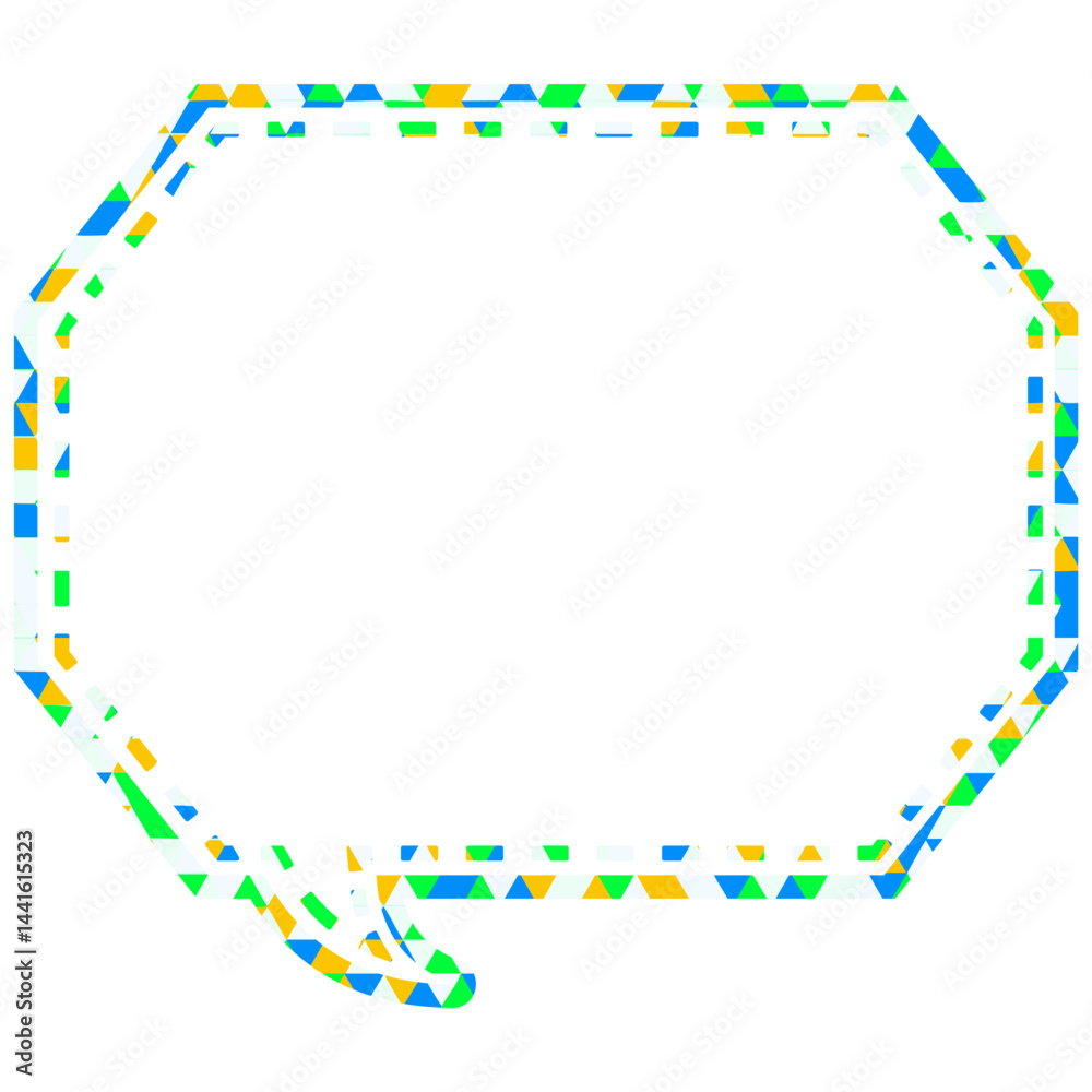 Naklejka premium ステンドグラス風吹き出し 三角形模様 角のある八角形