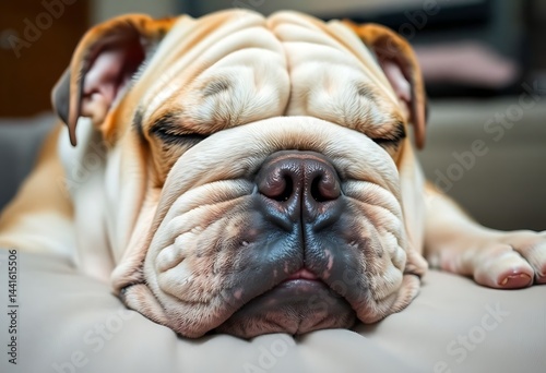 close up of a dog laying on a couch