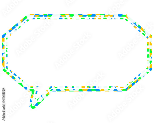 ステンドグラス風吹き出し　三角形模様　細長い八角形