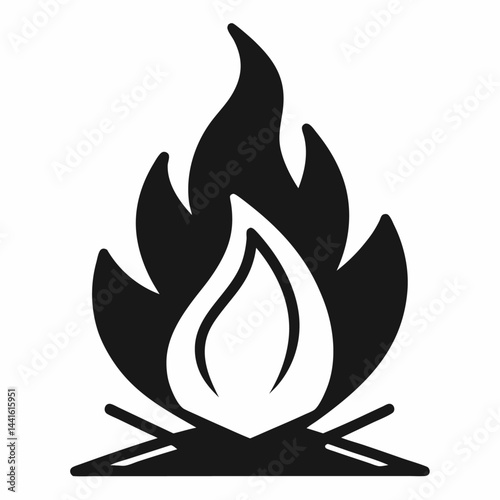 Simple minimalist bonfire illustration created with one continuous line emphasizing the warmth and spirit of campfires perfect for adventure camping and outdoor themed artwork