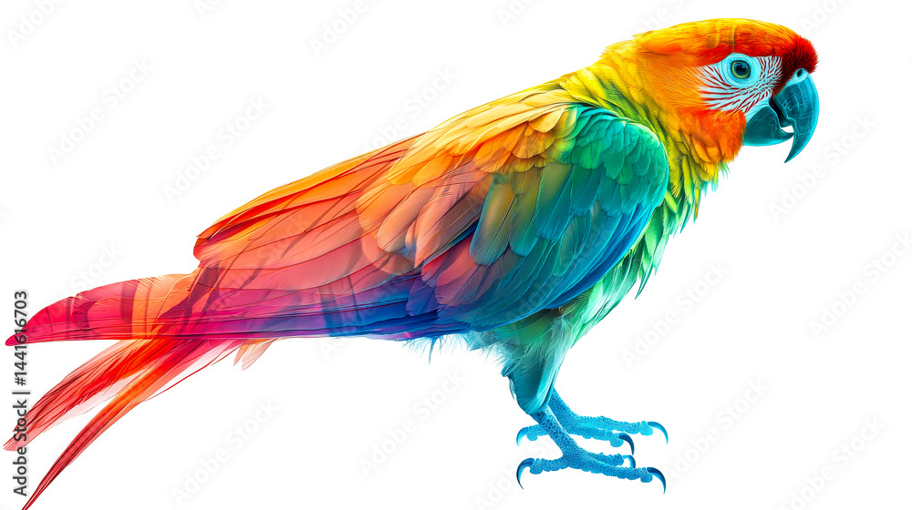 Fototapeta premium Vibrant macaw plumage, cut out transparent