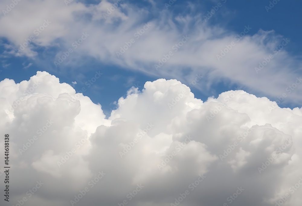 Obraz premium plane flying through a cloudy blue sky